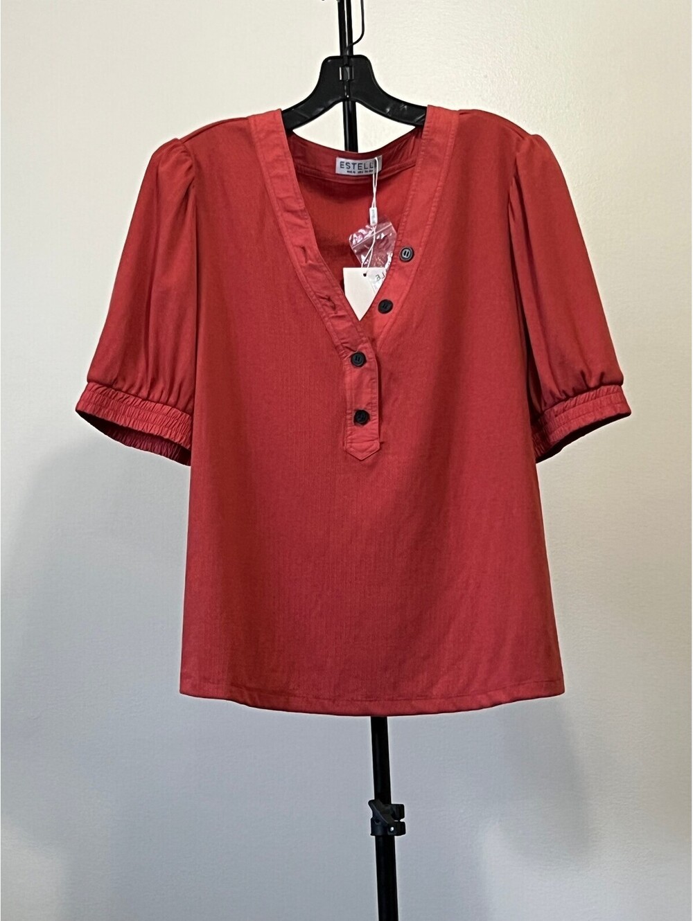 Estelle Plus Sublime Ribbed Henley Top , Size 2X